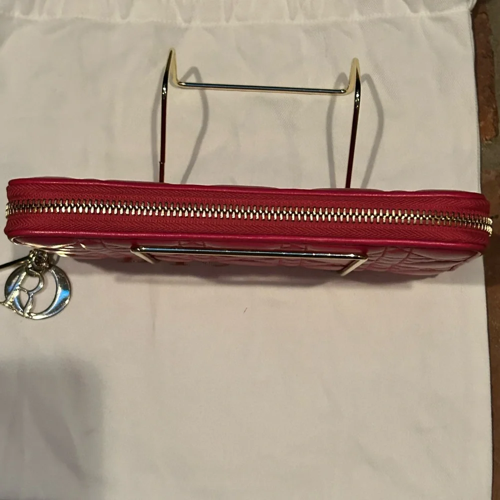 Christian Dior Fuchsia Long Zip Wallet With Charms